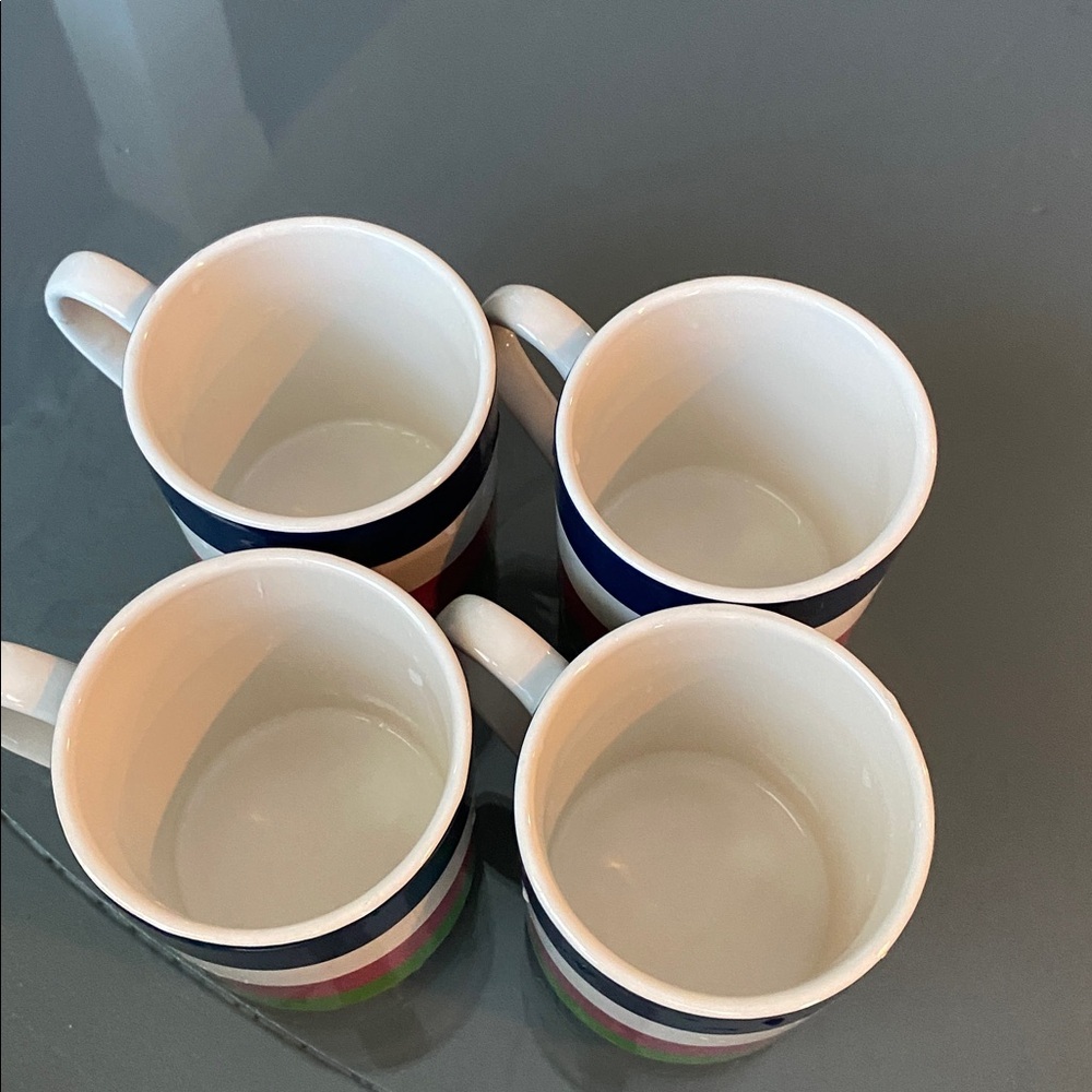 Kate Spade -Lenox Striped Ceramic Mug Set - Blue, Pink, Green set of 4 - Picture 5 of 5